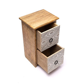 Petite commode impression plume de paon -- 17,5x14x31cm