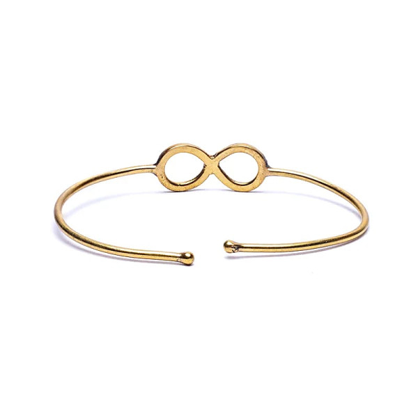 Bracelet Infinity en laiton couleur dorée ajustable -- ±7 cm