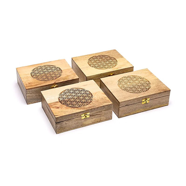 Boîte à thé Fleur de Vie -- 22x18x8cm
