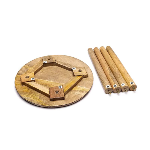 Table d'appoint impression bleue Fleur de Vie bois de manguier -- 30x30x31 cm