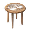 Table d'appoint  impression Arbre de Vie bois de manguier -- 30x30x31 cm
