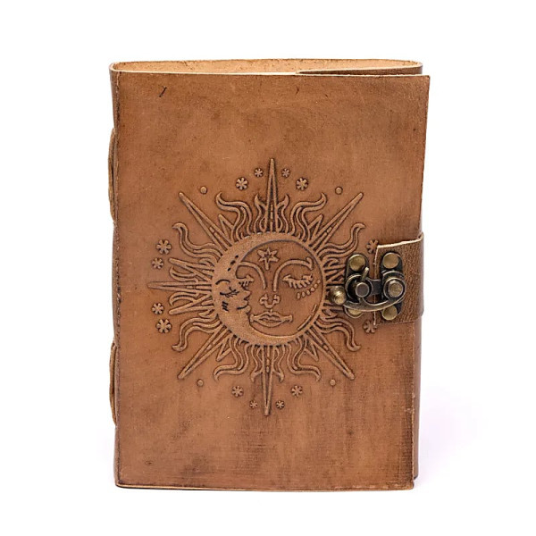 Carnet de note Soleil & Lune avec couverture en cuir synthétique -- 250g； 18x13 cm
