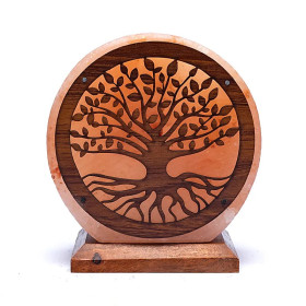 Lampe de sel Arbre de vie avec câble et LED -- ± 22x19x10 cm