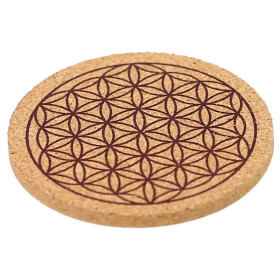 Fleur de vie Sous verre - liège lot de 6 -- 8x0.5 cm