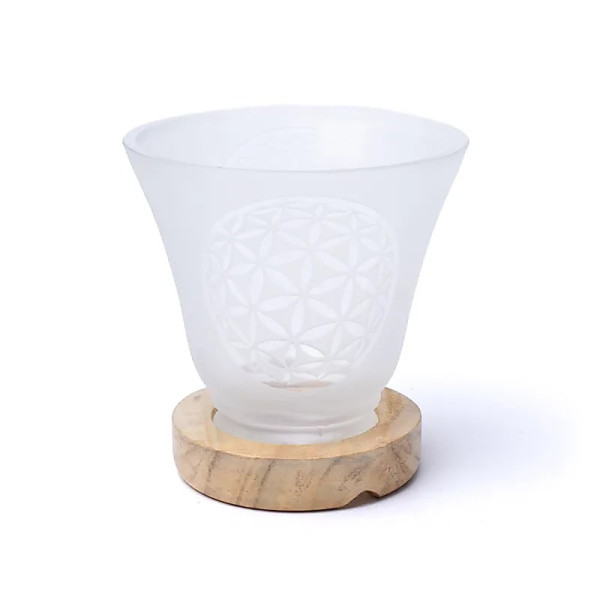 Lampe gemme fleur de vie avec câble et LED -- 12x12cm