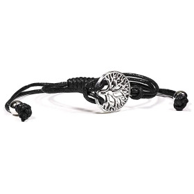 Bracelet Arbre de Vie noir ajustable -- ±5.5-8.5 cm