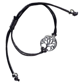 Bracelet Arbre de Vie noir ajustable -- ±5.5-8.5 cm