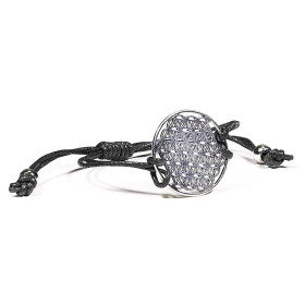 Bracelet Fleur de Vie noir ajustable -- ±5.5-8.5cm