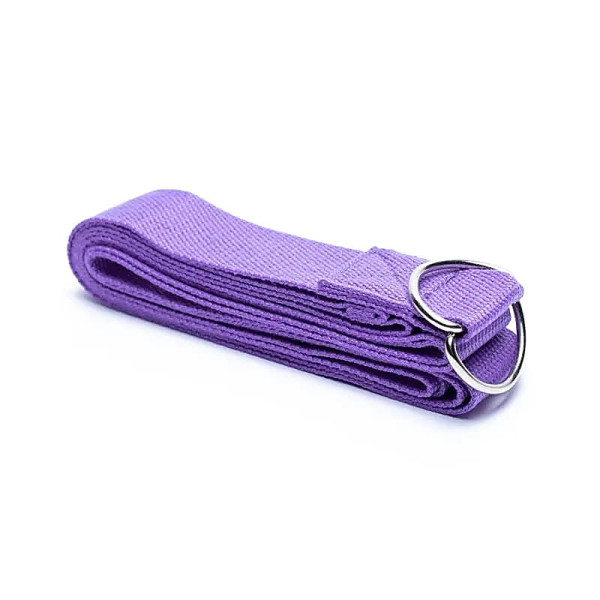 Sangle de yoga D-ring coton violet clair -- 250x4cm