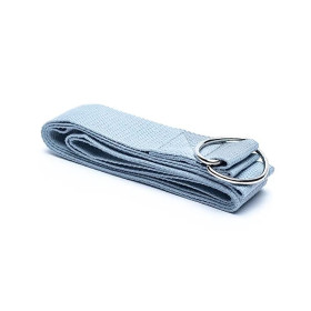Sangle de yoga D-ring coton gris -- 183x4cm