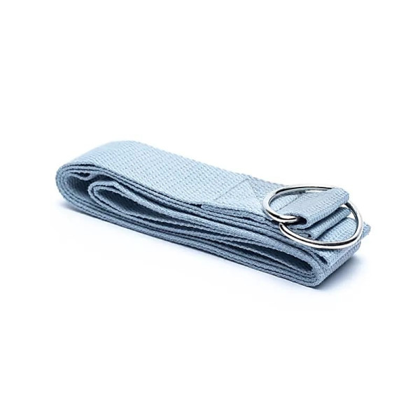 Sangle de yoga D-ring coton gris -- 183x4cm