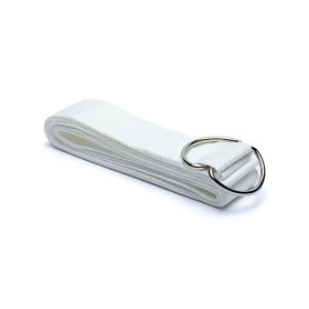 Sangle de yoga D-ring coton blanc -- 183x4cm