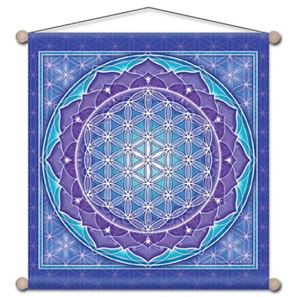 Bannière de méditation Fleur de vie  -- 38x38 cm