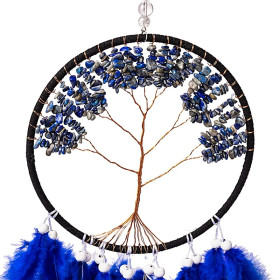 Capteur de rêves Arbre de Vie lapis-lazuli -- ±16x55cm