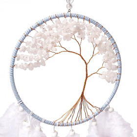 Capteur de rêves Arbre de Vie jade blanc -- ±16x55cm
