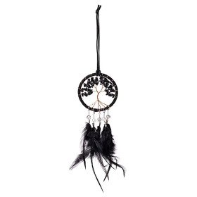 Capteur de rêves Arbre de Vie jaspe noir -- ±7x23cm