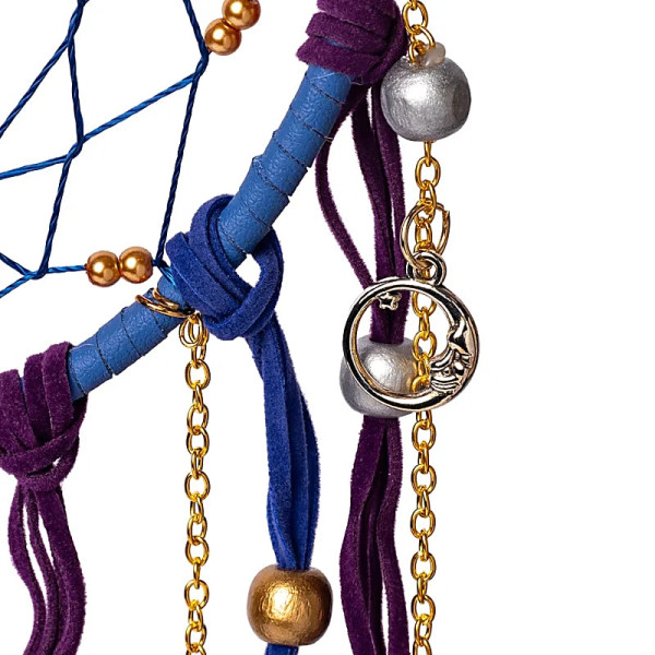 Capteur de rêves lune avec améthyste roulée – ±16x45cm