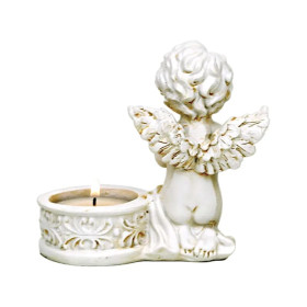 Deux anges avec bougeoirs -- 234 g； 10x9 cm