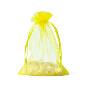 Sac cadeau en organza jaune S -- 10x15cm