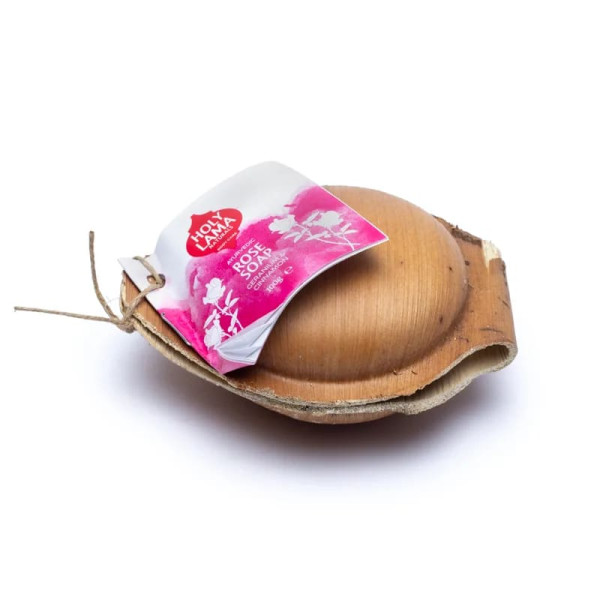 Holy Lama Savon en feuille de palmier à la Rose -- 100 g