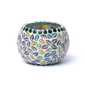 Photophore mosaïque feuilles -- 9cm