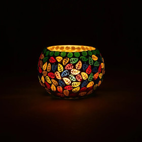 Photophore mosaïque feuilles -- 9cm