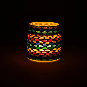 Photophore mosaïque couleurs chakra -- 8cm