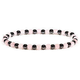 Bracelet hématite/quartz rose -- ±0.4cm