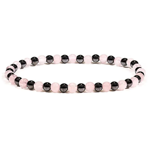 Bracelet hématite/quartz rose -- ±0.4cm