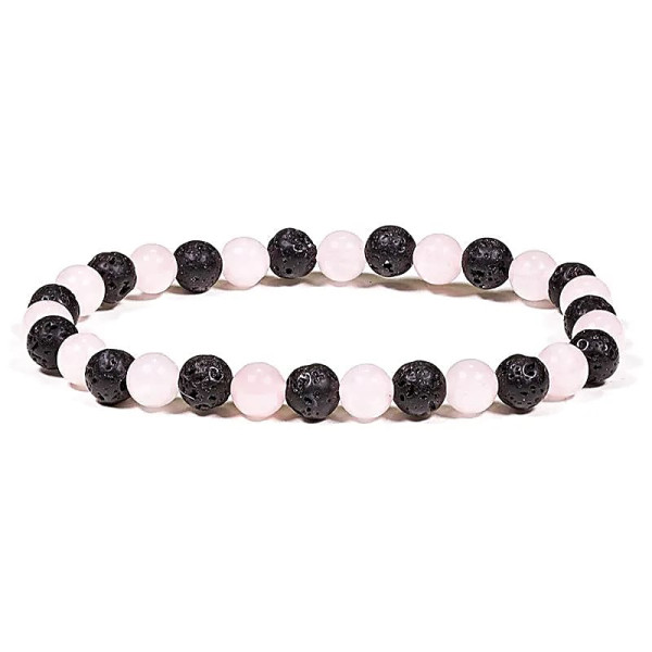 Bracelet lave/quartz rose -- ±0.6cm