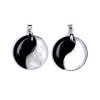 Pendentif Yin Yang obsidienne/cristal de roche -- 3 cm
