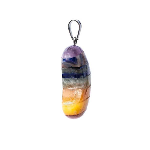 Pendentif en pierre précieuse en forme de lune des 7 chakras -- 3 cm