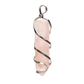Pendentif pointe de quartz rose -- ±4 cm