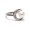 Bague ajustable perle et lune -- ±2 cm