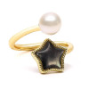 Bague ajustable étoile et perle -- ±2 cm