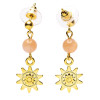 Boucles d'oreilles pierre de soleil et soleil doré -- ±2,5 cm