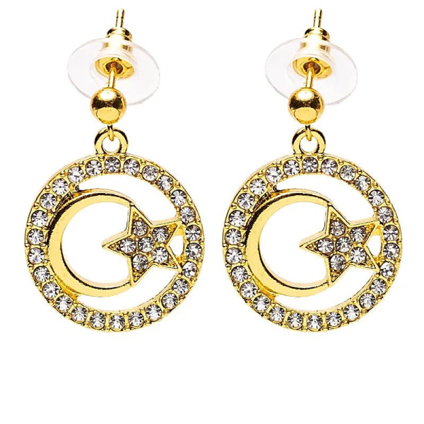 Boucles d'oreilles lune et étoile doré -- ±2,5 cm