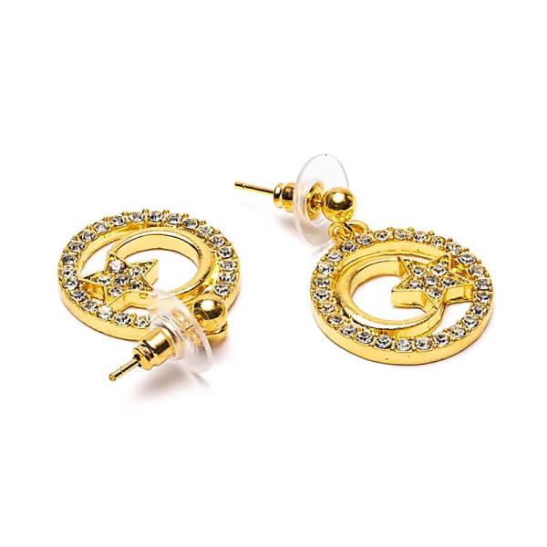 Boucles d'oreilles lune et étoile doré -- ±2,5 cm