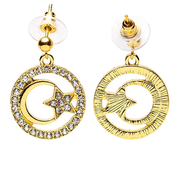 Boucles d'oreilles lune et étoile doré -- ±2,5 cm