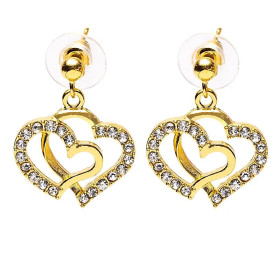 Boucles d'oreilles cœurs dorées -- ±2 cm