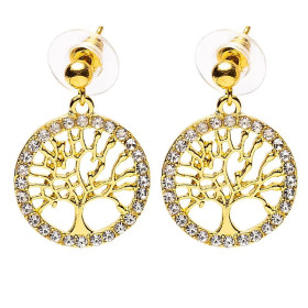 Boucles d'oreilles arbre de vie dorées -- ±2,5 cm