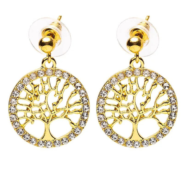 Boucles d'oreilles arbre de vie dorées -- ±2,5 cm