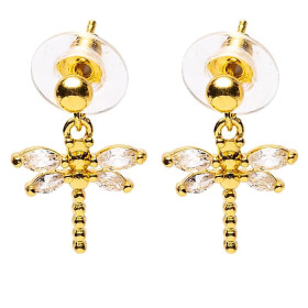 Boucles d'oreilles libellule dorées -- ±2,5 cm
