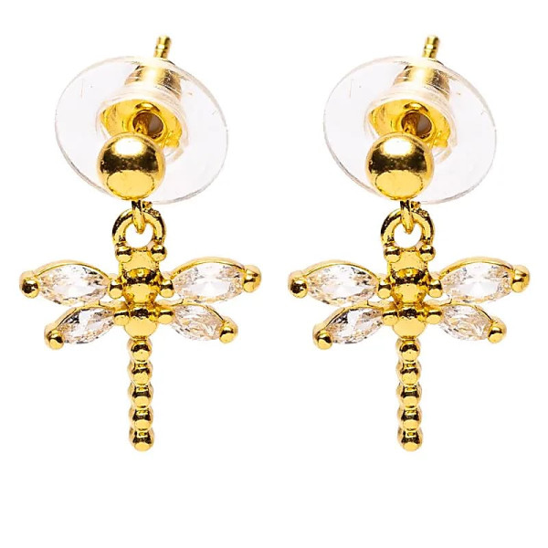 Boucles d'oreilles libellule dorées -- ±2,5 cm