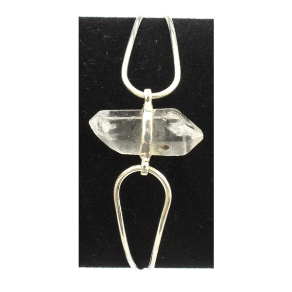 Jonc pierre brute Cristal de roche - Argent 925