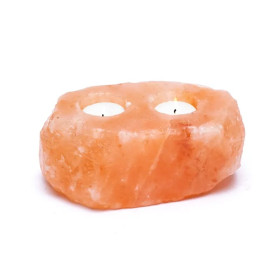 Bougeoir en cristal sel 2 bougies chauffe-plat -- 2000-3000 g