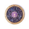Dessous de verre bois Déesse, améthyste et lapis lazuli -- 10cm