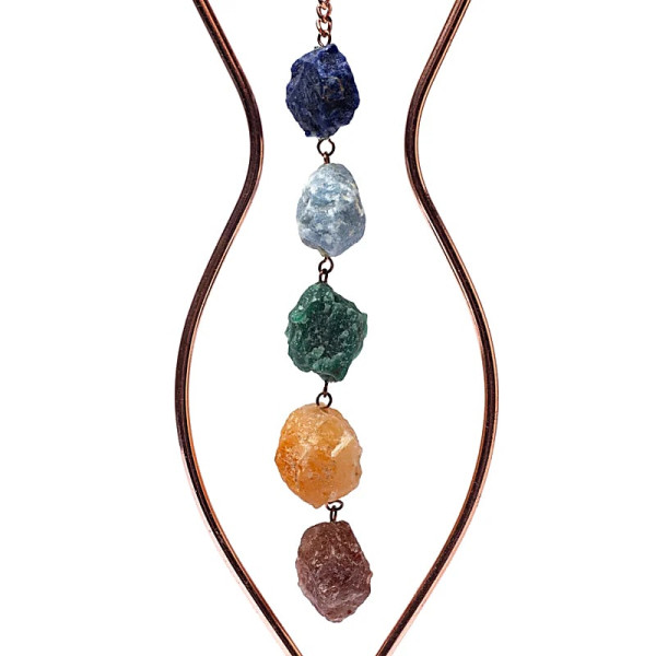 Pendentif fenêtre Déesse de la Lune et pierres de chakra -- 47x8cm
