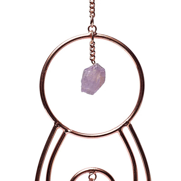 Pendentif fenêtre Déesse de la Lune et pierres de chakra -- 47x8cm