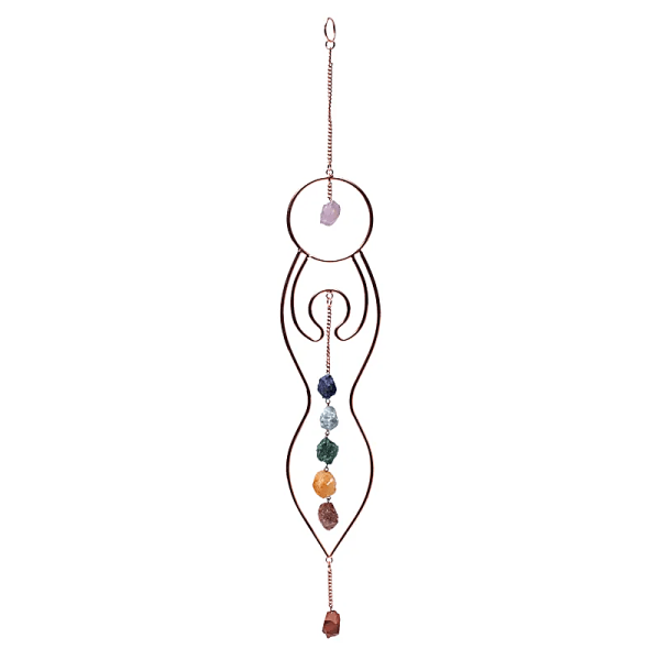 Pendentif fenêtre Déesse de la Lune et pierres de chakra -- 47x8cm